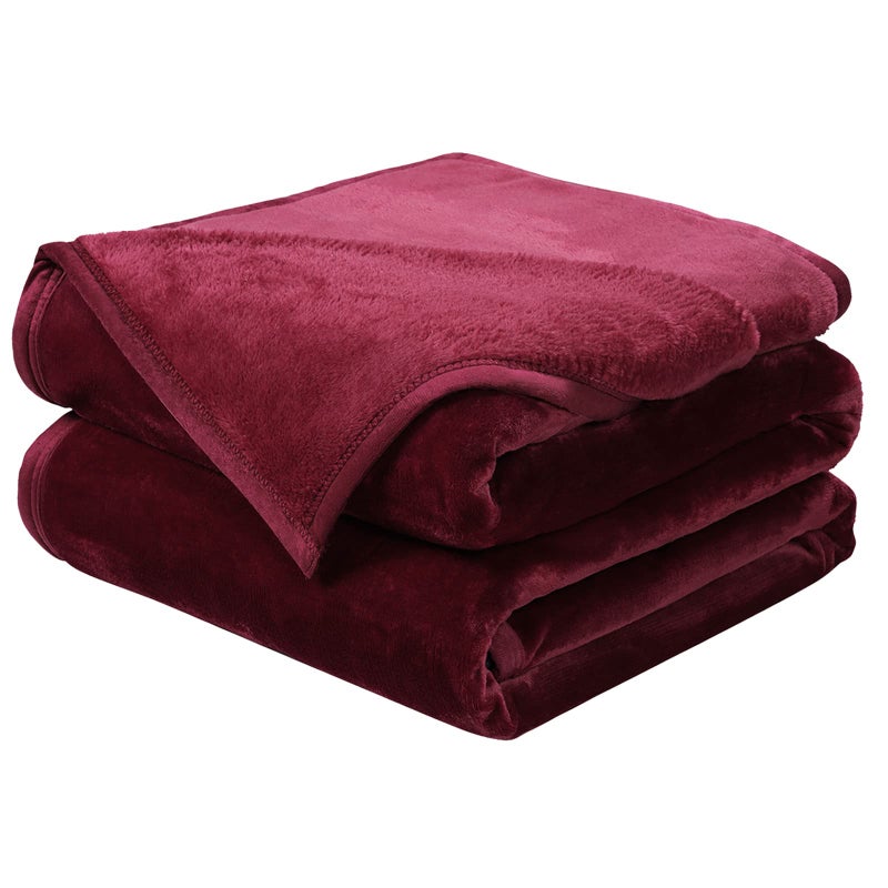 EASELAND Soft Queen Size Blanket All Season Winter Warm Microplush Lightweight Thermal Fleece Blankets for Couch Bed Sofa,90x90 Inches,Burgundy - Image 1
